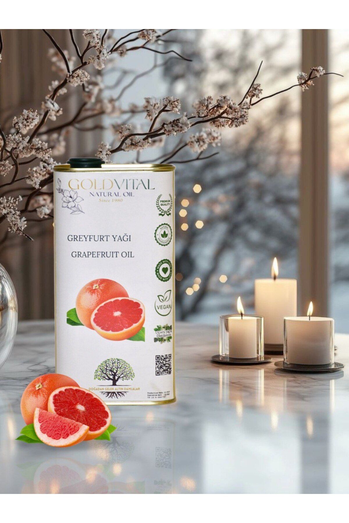 GOLD VİTAL SHOP GREYFURT KABUĞU YAĞI 1 LT - DİSTİLASYON, SAF & DOĞAL ÜRÜN
