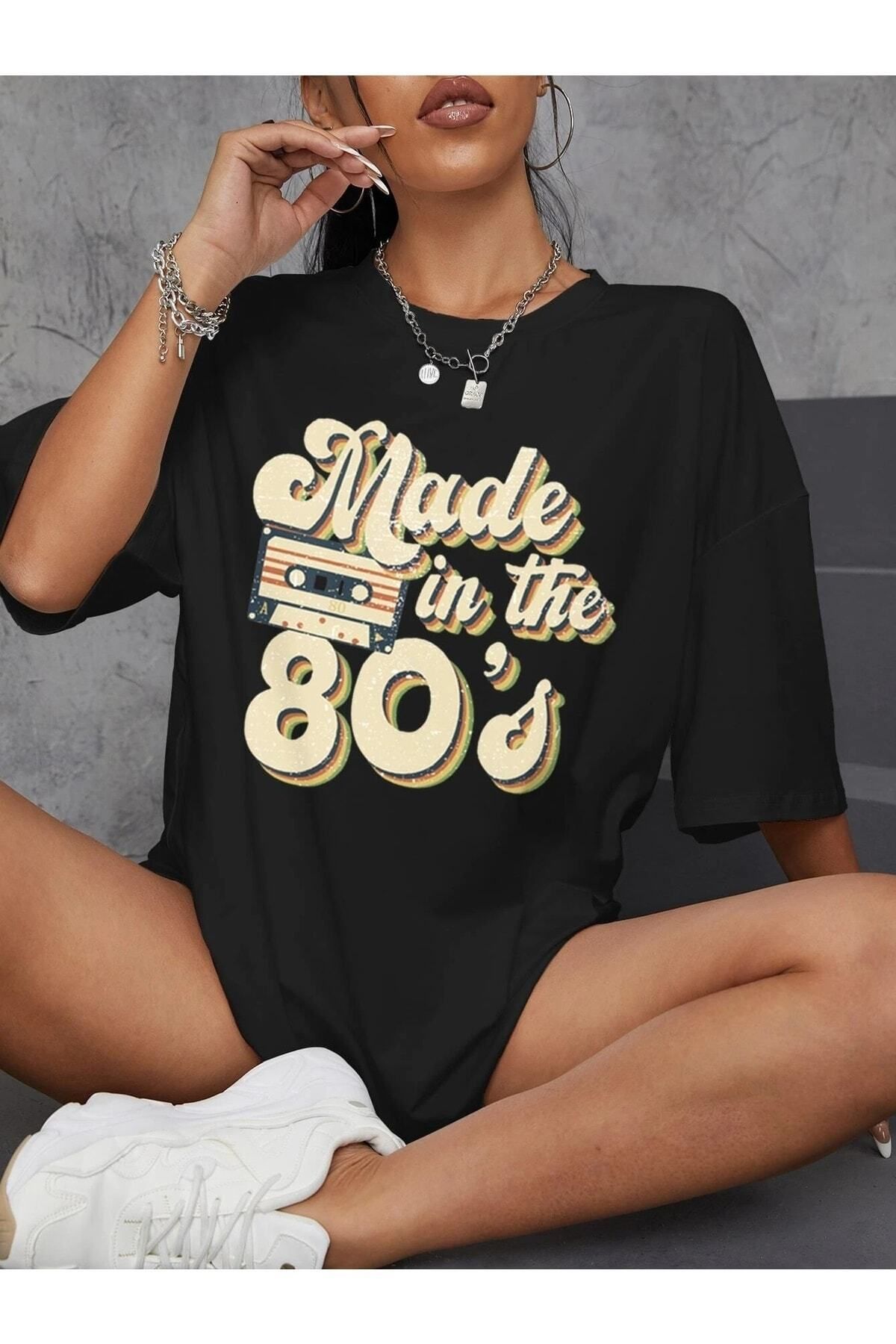 Hunors Sportswear & Company Kadın / Kız Made In 80's Baskılı Oversize T-shirt Salaş Boyfirend