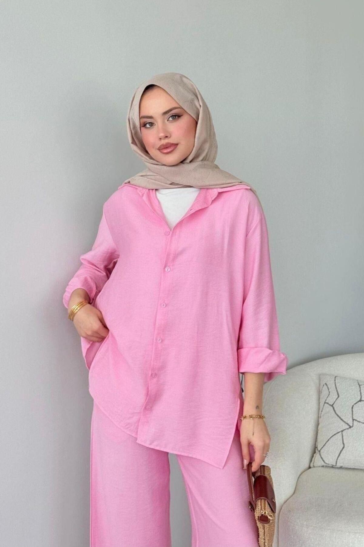 Şulemoda Giyim Yalıkavak İkili Takım Pembe
