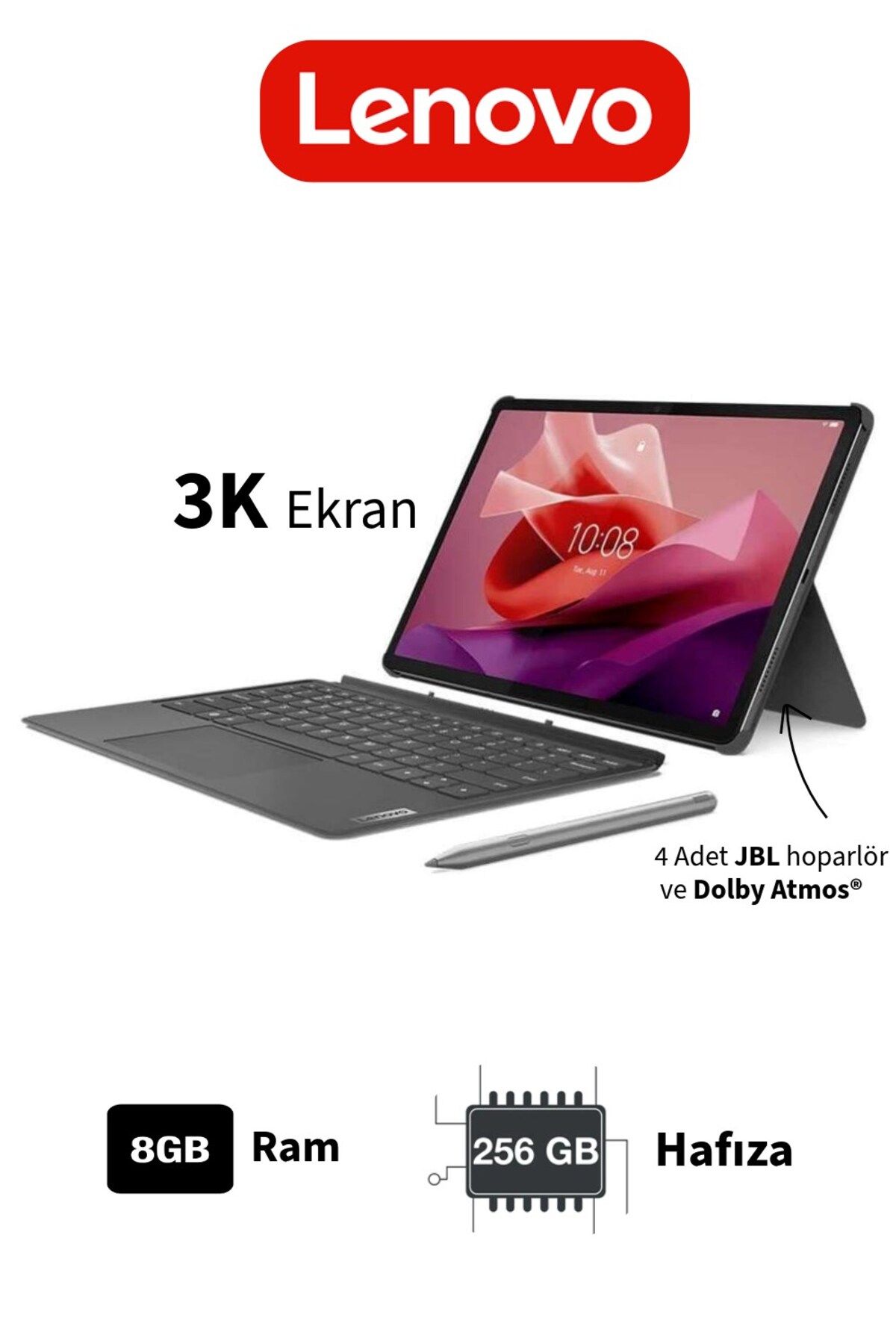 LENOVO 12.7inch' 3K Ekran 30W Hızlı Şarj , JBL Hoparlör Sistemi TAB P12 8Gb Ram 256Gb Hafıza Android Tablet