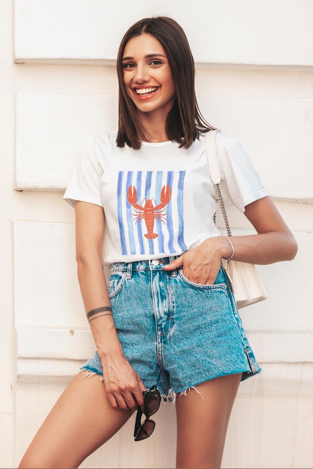 JANSO GROUP -KADIN -YENGEÇ- BASKILI TSHIRT OVERSİZE PAMUKLU