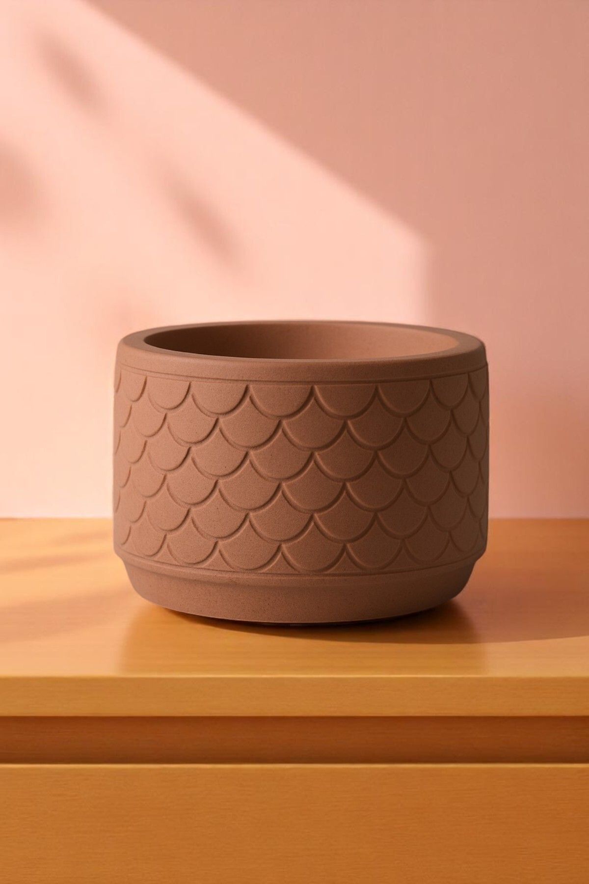 ERSE HOME Kiremit Rengi Balık Pulu Desenli Beton Saksı