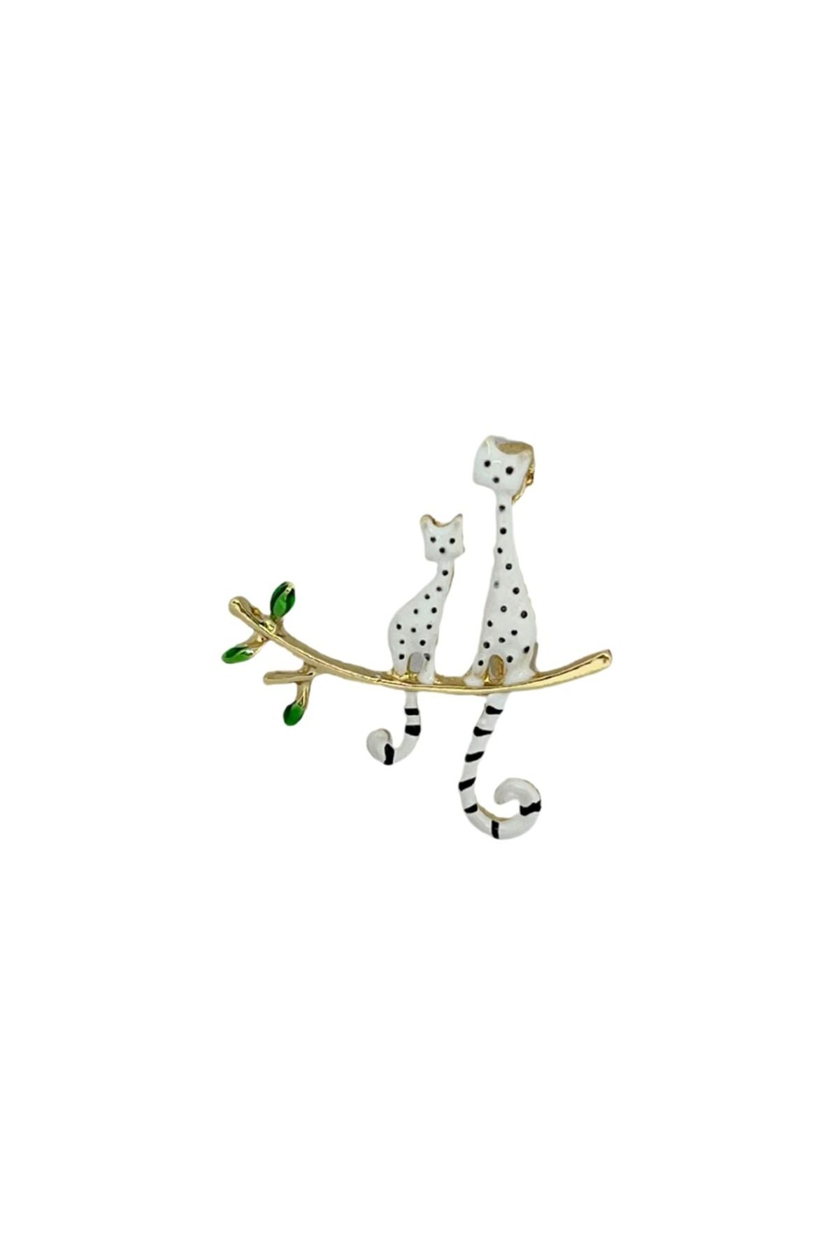 Minnosh&Kokosh Kedili Gold Detaylı Broş