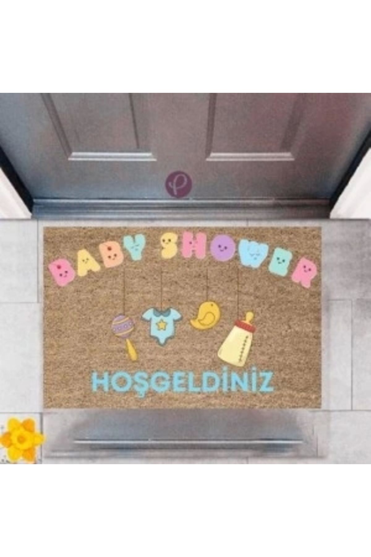 STOREMAX Kapı Önü Paspası Dekoratif Dijital Baskı Baby Shower P-2487