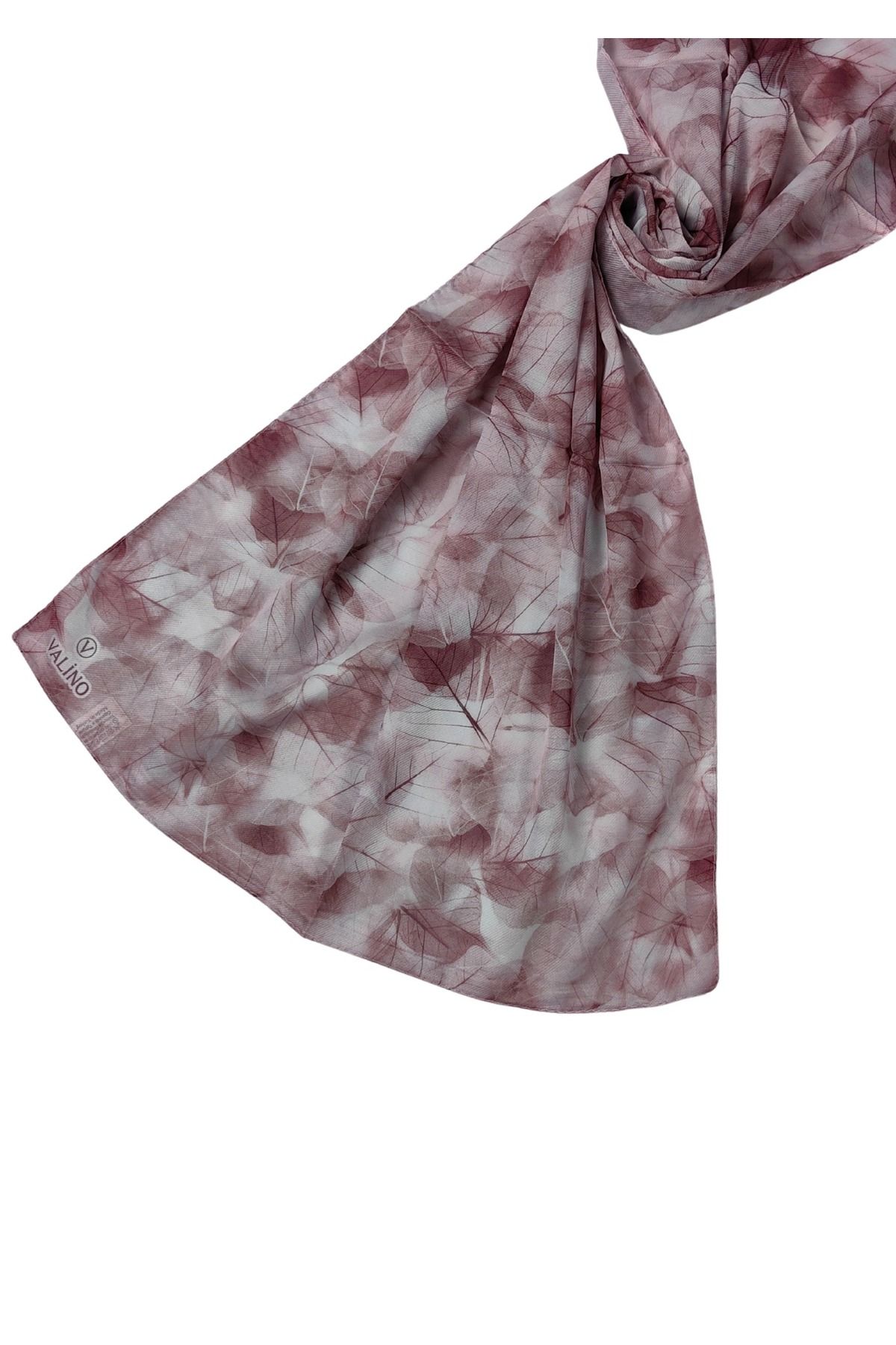 mim eşarp Valino Vual Twill Fular 45x110 cm - Yaprak Desenli, Hafif ve Nefes Alabilir Şal