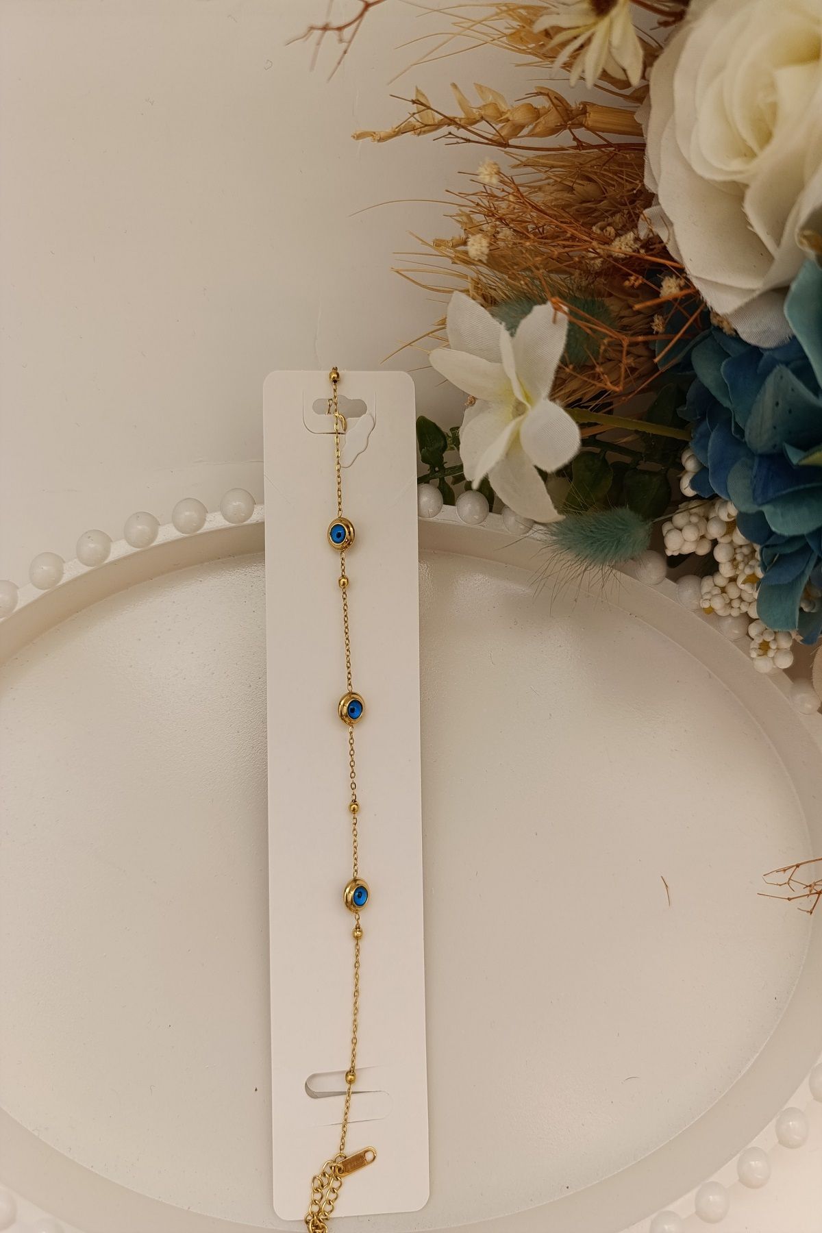 MARZELLA ACCESSORİES çelik gold nazar boncuklu halhal