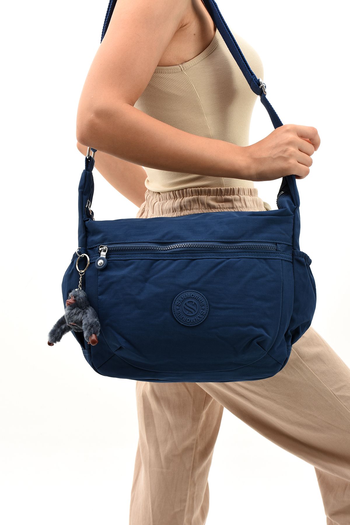 OLDSO Sanmorris Unisex Suya Dayanıklı Krinkıl Kumaş Çok Gözlü Çapraz Okul, Seyahat ve Omuz Çantası 3045