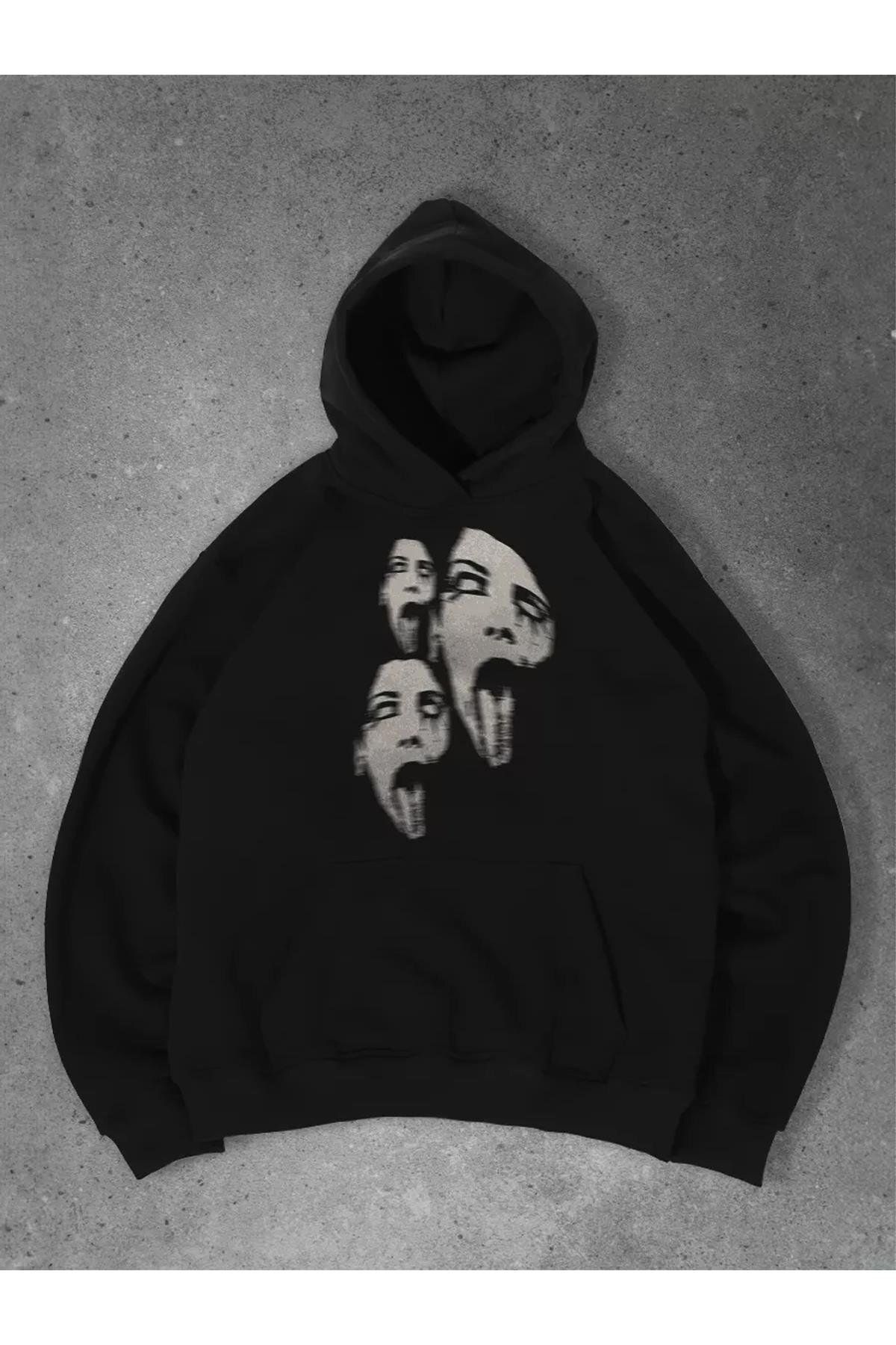 Boi Unisex Triple Scream Sweatshirt Siyah