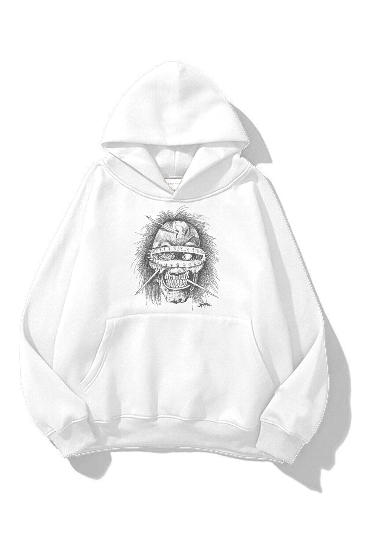 Boi Unisex Utopia Psycho Travis Scott Sweatshirt Hoodie Beyaz