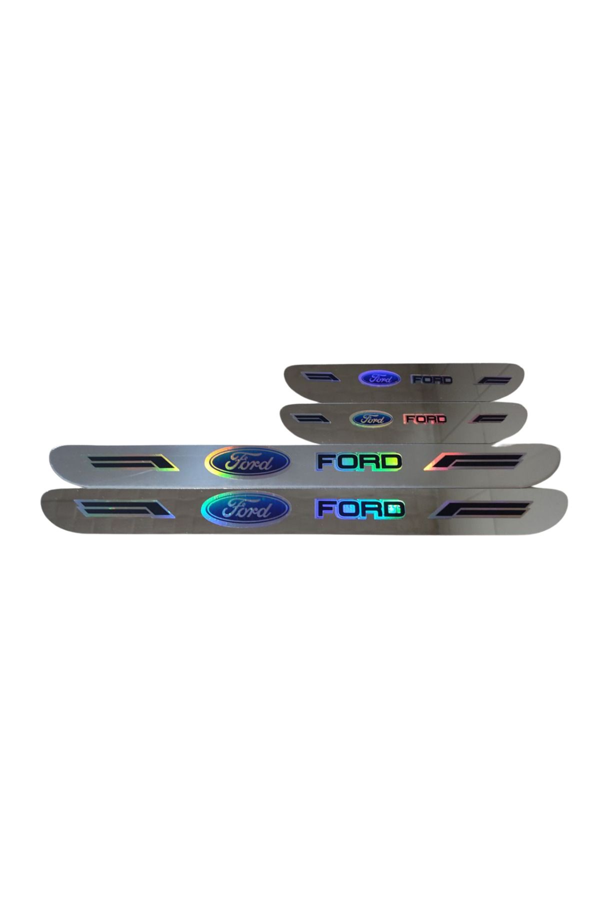Autowise Ford Hologram Logolu Araca Özel Marka Logolu Aynalı Kapı Eşiği Koruyucu Yapıştırma 4'lü Set