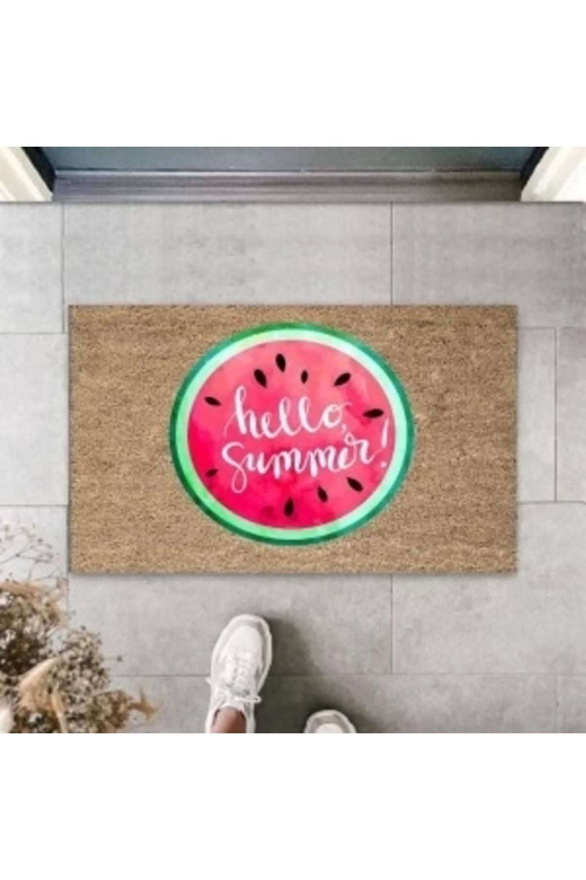 STOREMAX Kahverengi Kapı Önü Paspası Yuvarlak Karpuz Desen K-3268