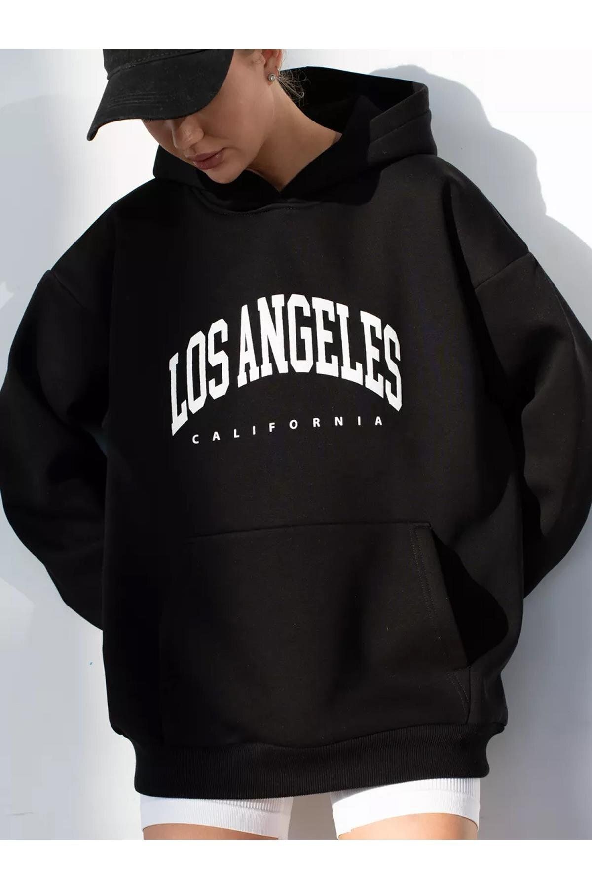 Boi Unisex Los Angeles Sweatshirt Siyah