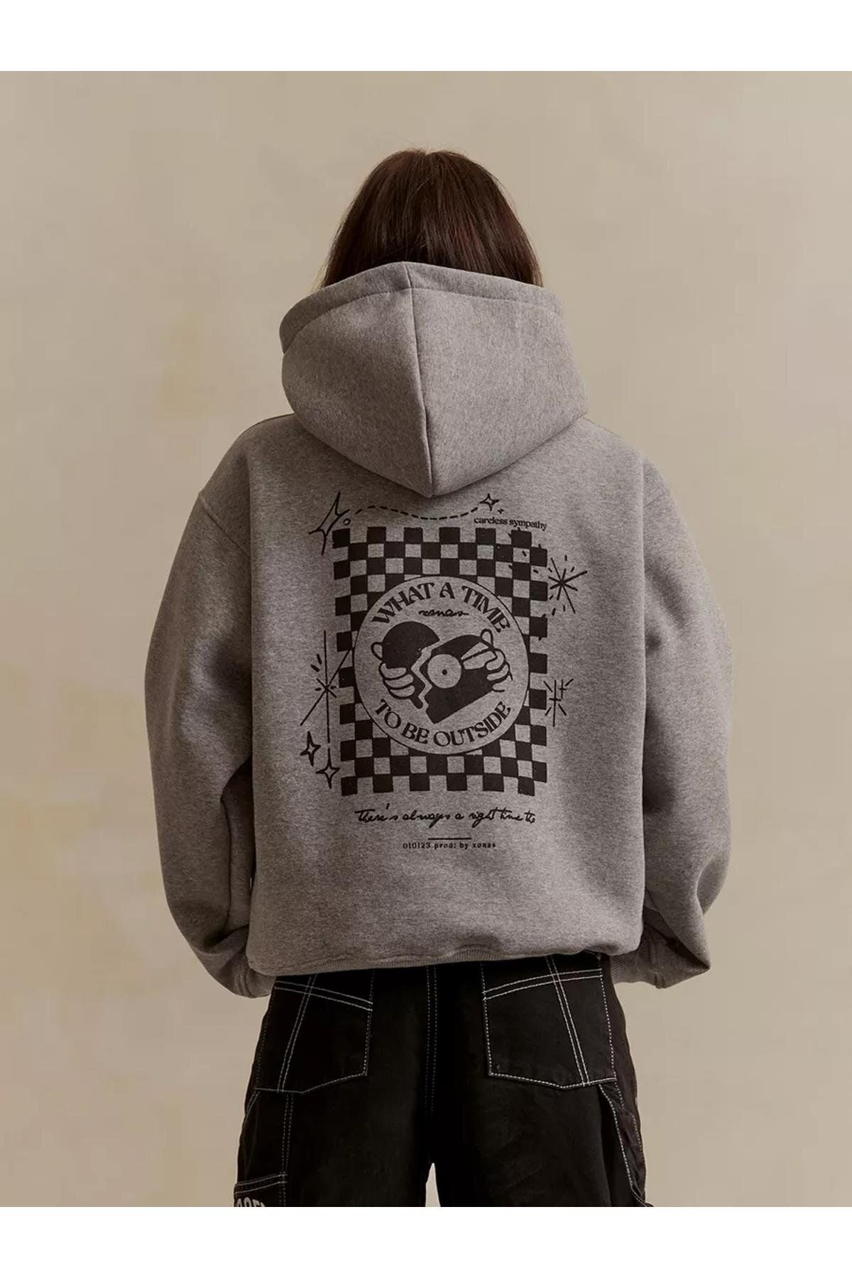 Boi Unisex What a Time To Be Outside Sweatshirt Gri