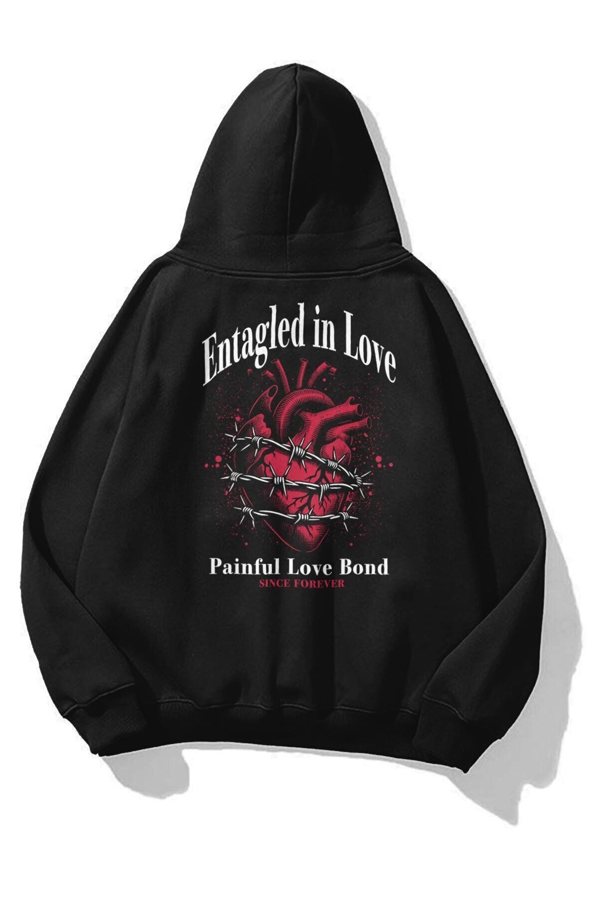 Boi Unisex Entagled in Love Sweatshirt Siyah