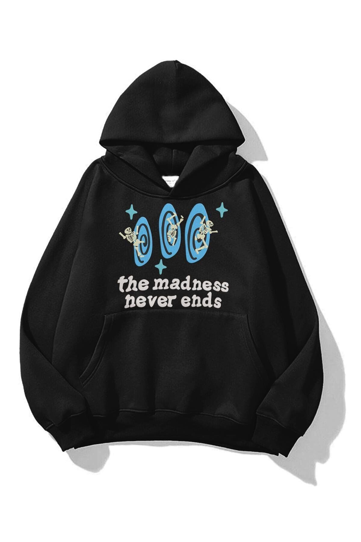 Boi Unisex Madness Never Ends Sweatshirt Siyah
