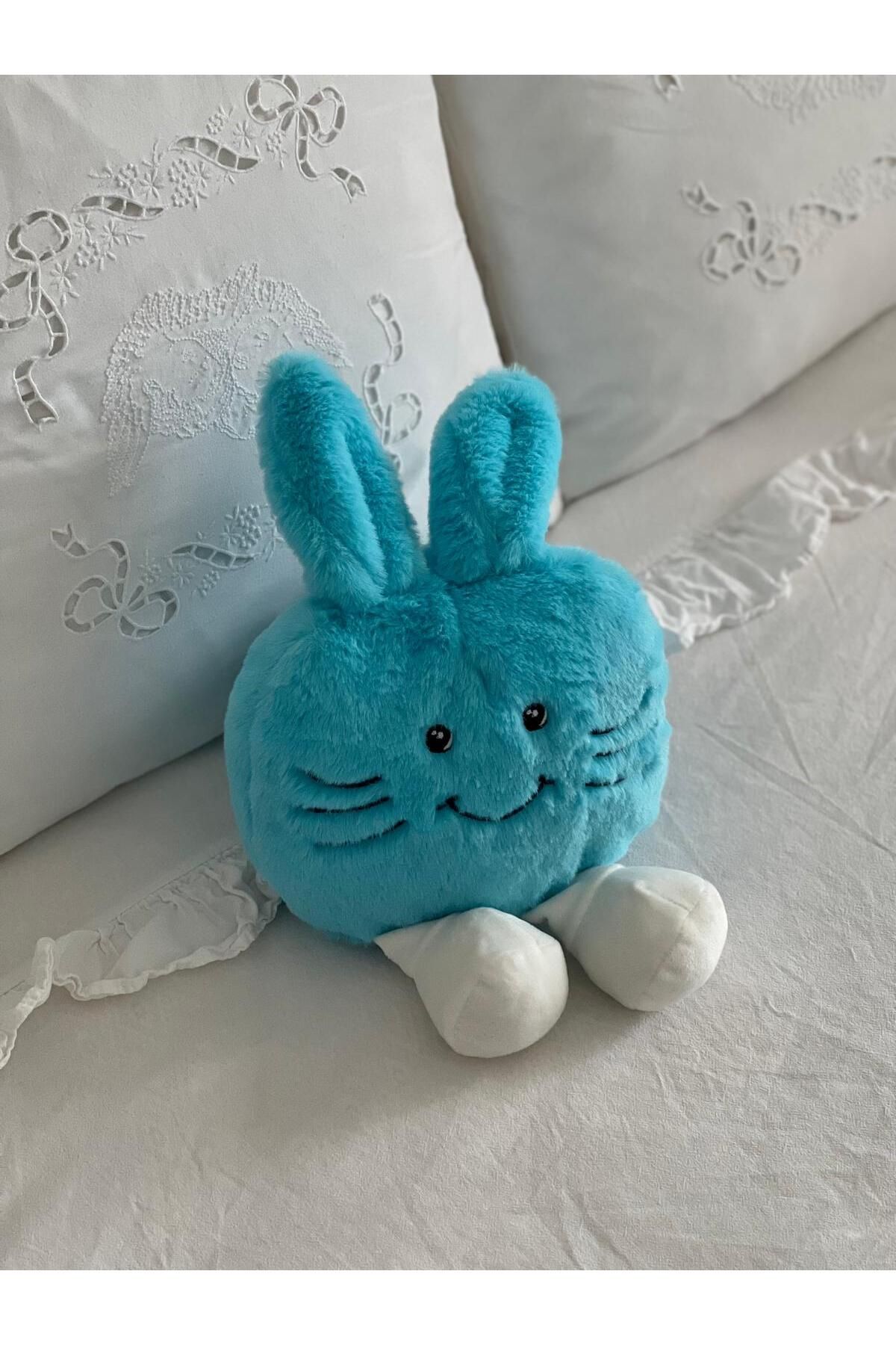 MR.Frenks Çocuk Sevimli Peluş Emoji Yastık Oyun&Uyku Arkadaşı Mavi 35 cm
