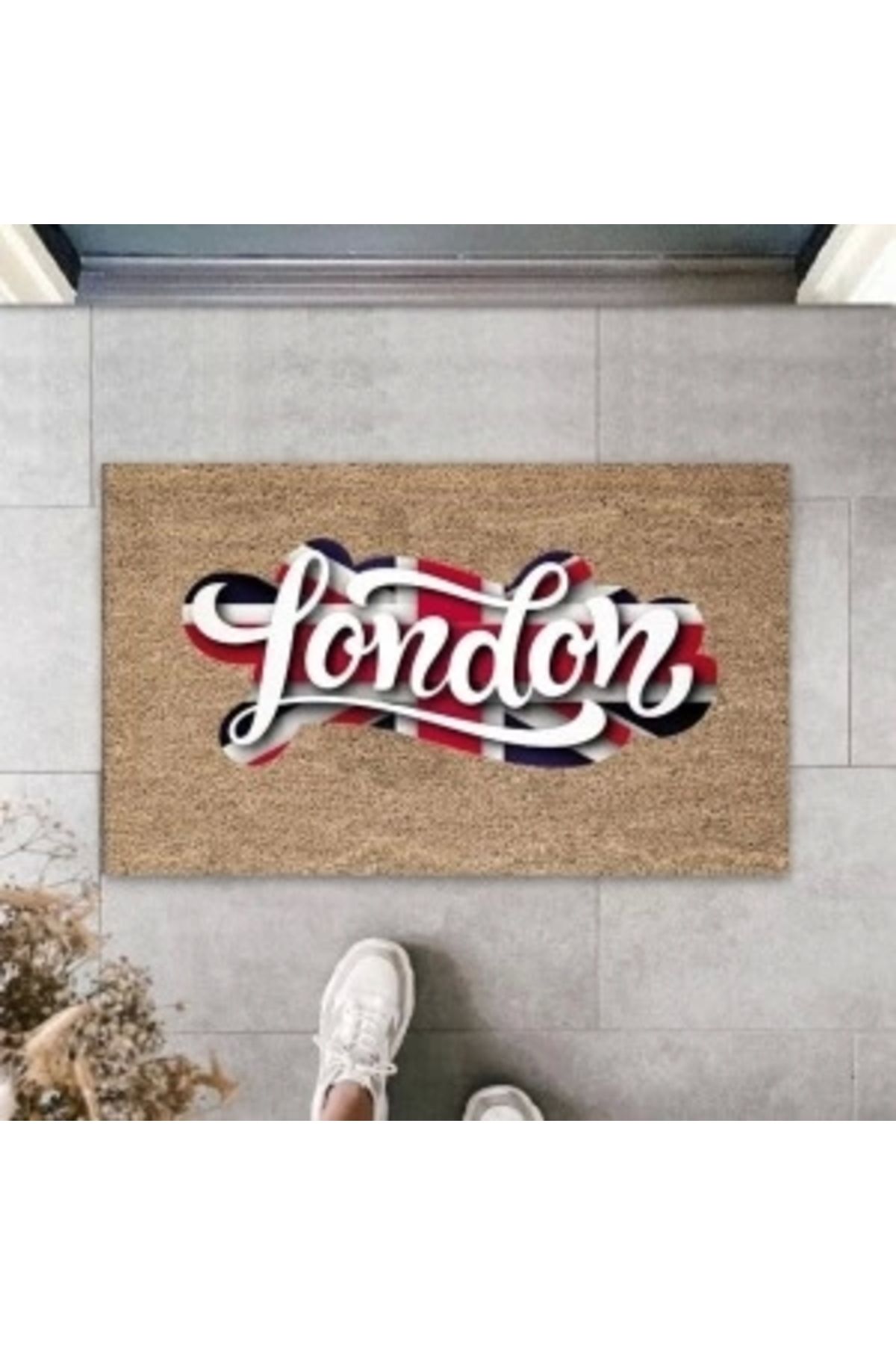 STOREMAX Dijital Baskı Bej London Bayrak Paspas K-3024