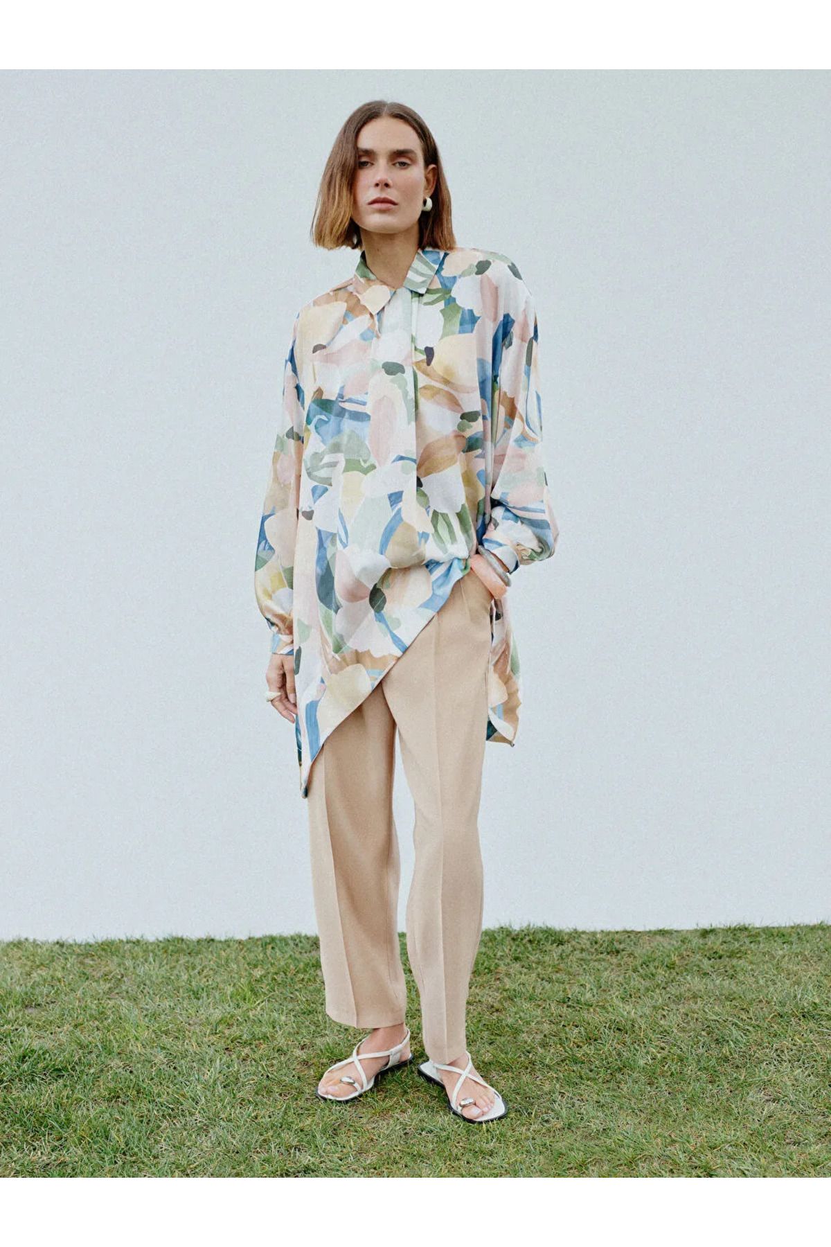 LC Waikiki LCW Modest Sari Loose Fit Kadın Pileli Pantolon