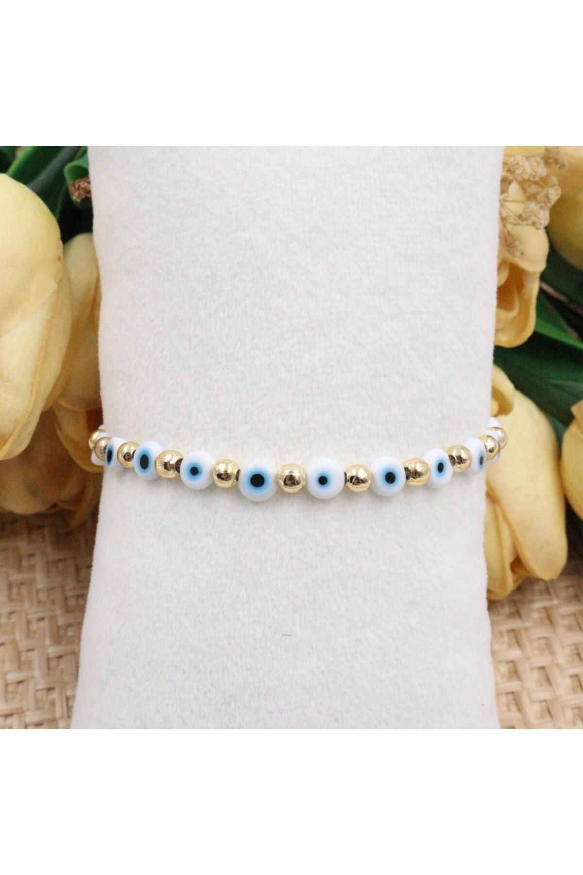 mercanjewelry Gold Sıralı Nazar Boncuklu Yaz Bilekliği
