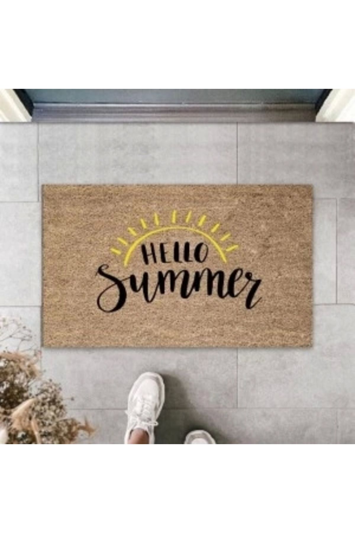 STOREMAX Siyah Kapı Önü Paspası Hello Summer Desen K-3272