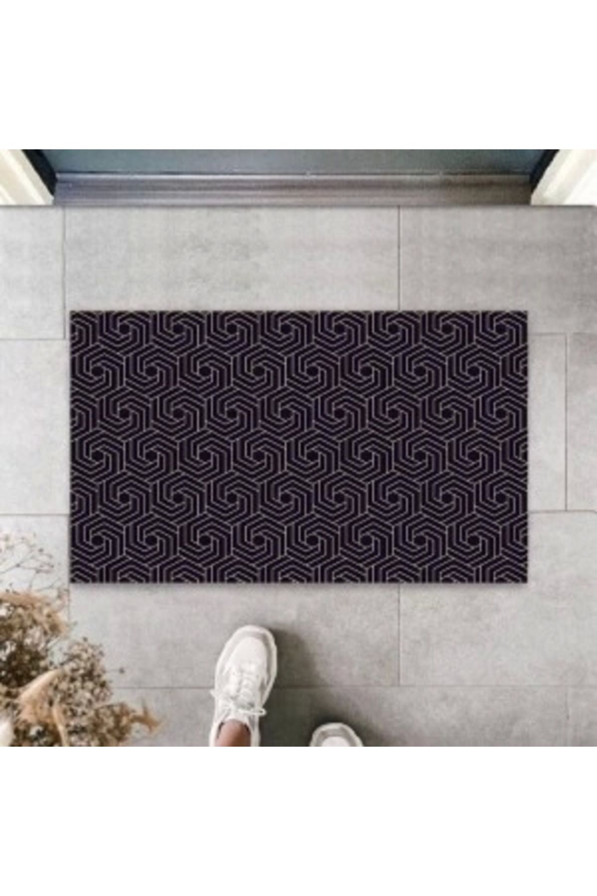 STOREMAX Siyah Kapı Önü Paspası Spiral Desen K-3230