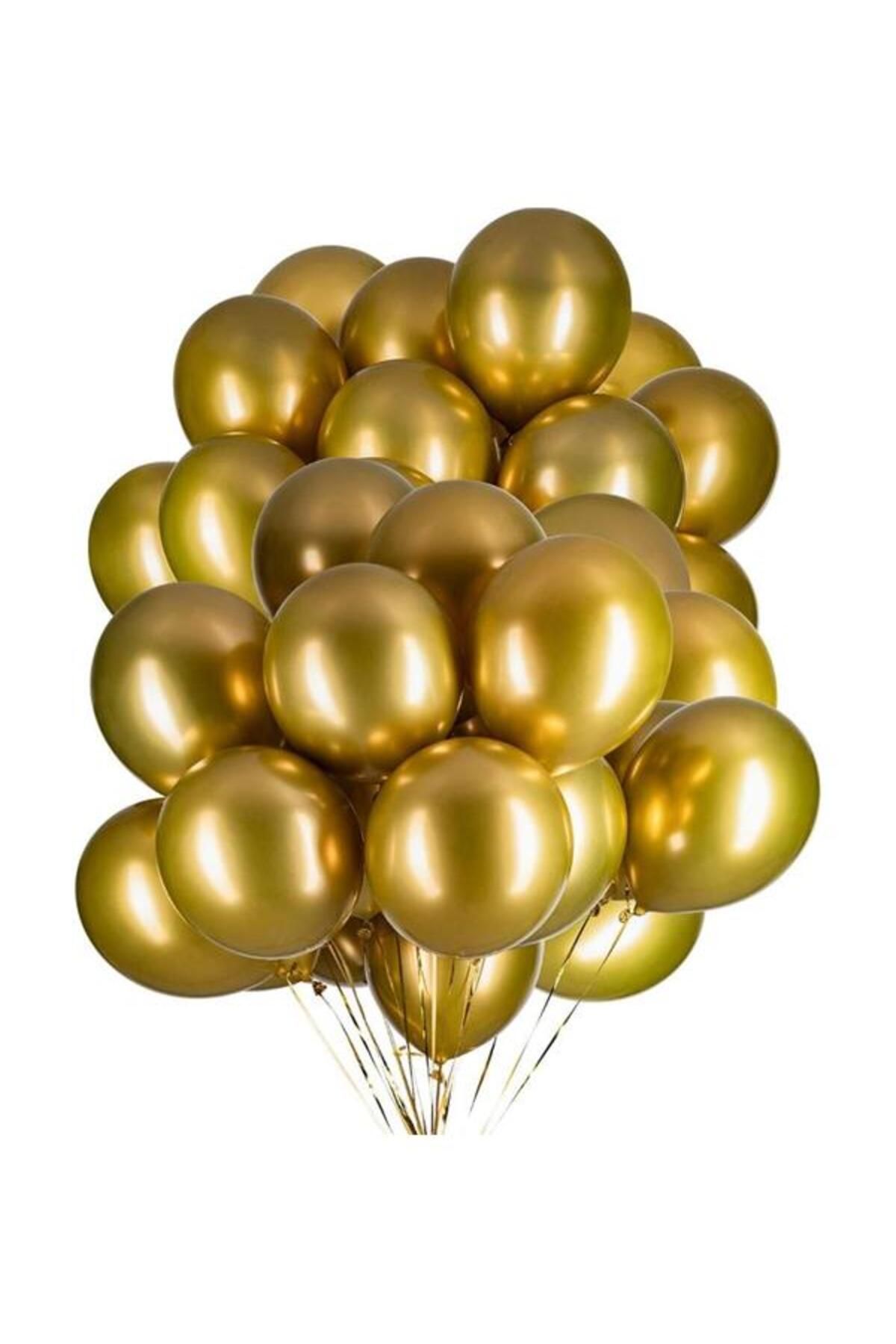Onay Store 10 Adet Metalik Gold Balon - Doğum Günü Konsepti - Parti Malzemeleri - Bride To Be Malzemeleri