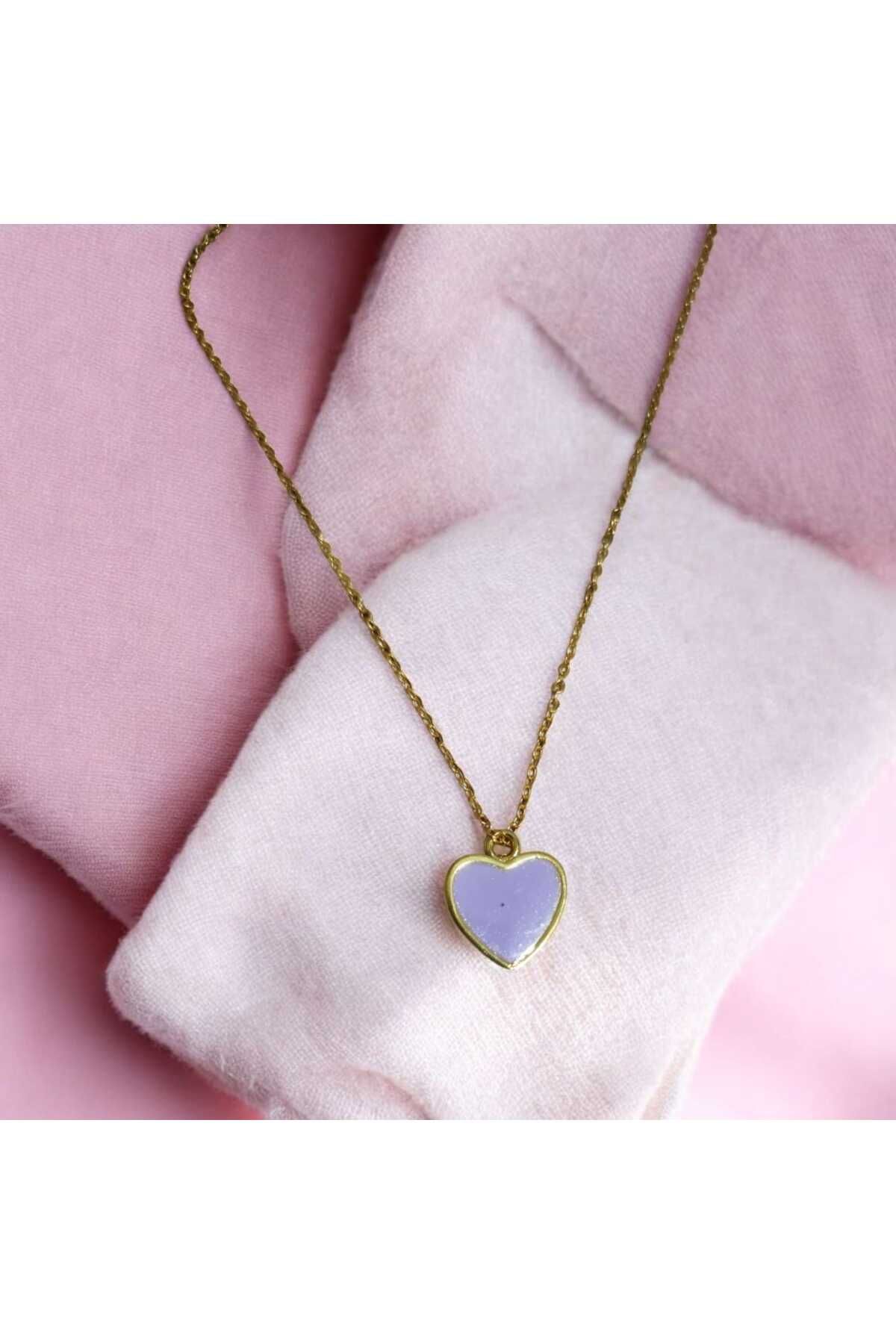 LYVEN Siyah Kalp Model Gold Kolye