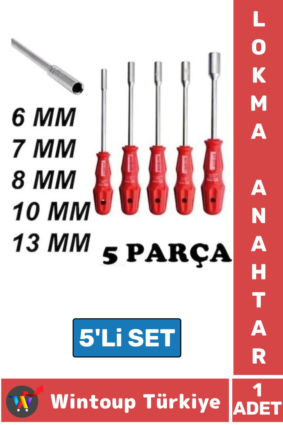 Wintoup-Premium Ergonomic Non-Slip Rubber Handle Socket Wrench Screwdriver 6/7/8/10/13/mm Set of 5 1