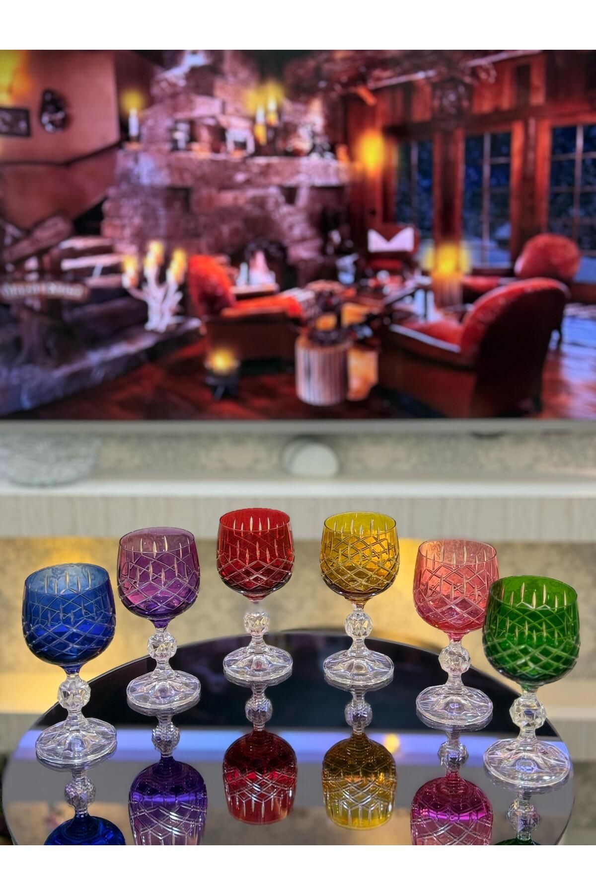 CAM Özel Kesim Kristal Renkli Kahve Yanı Su Bardağı