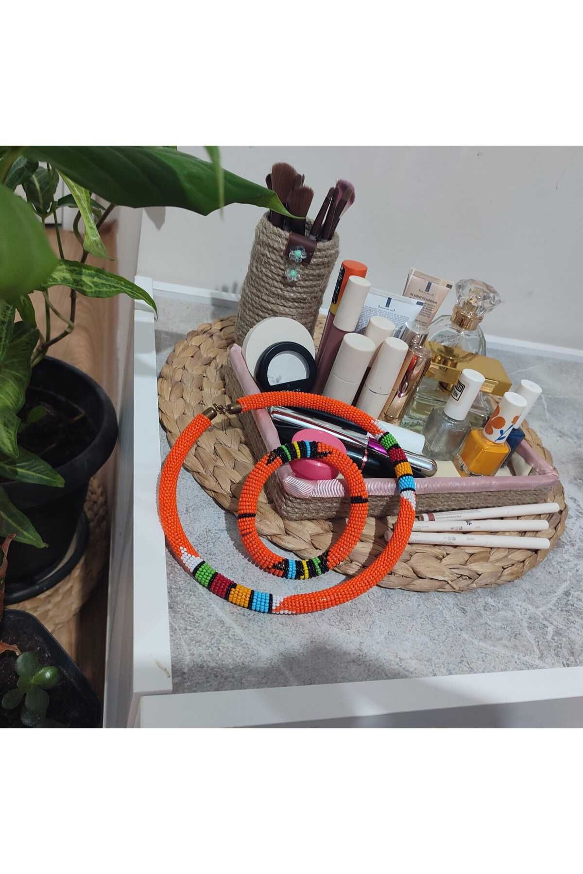 Shop58 Dekoratif 2 Li Makyaj Fırçalık Kalemlik Sepet Organizer