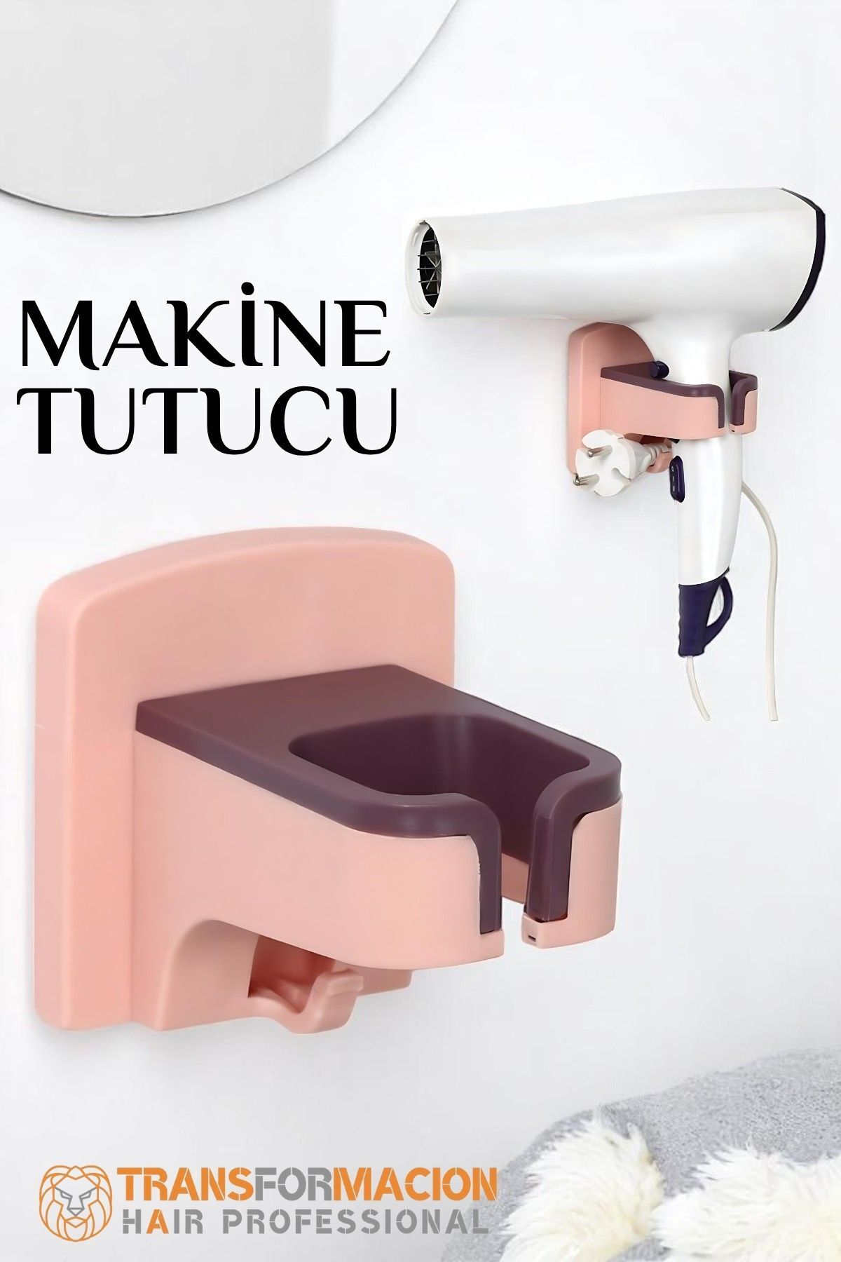 Transformacion Saç Kurutma Makinesi Tutucu Pratik Yapışma PEMBE 721760