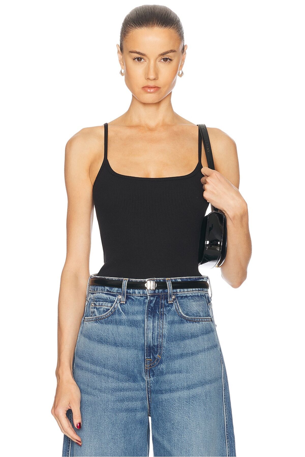 AFR CLOTHES Kadın Siyah İp Askılı Çift Kat Jarse Bluz