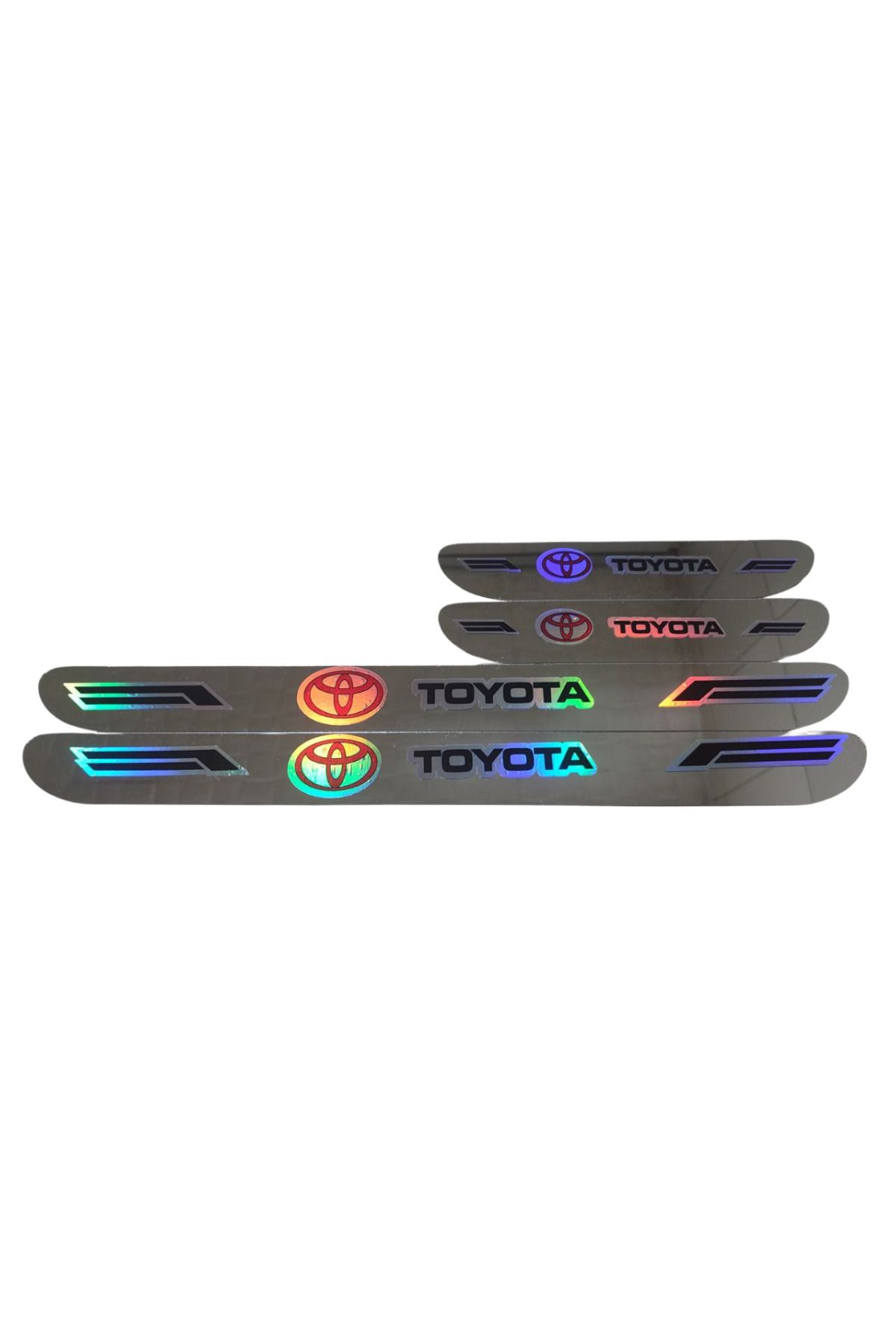 Autowise Toyota Hologram Logolu Araca Özel Marka Logolu Aynalı Kapı Eşiği Koruyucu Yapıştırma 4'lü Set