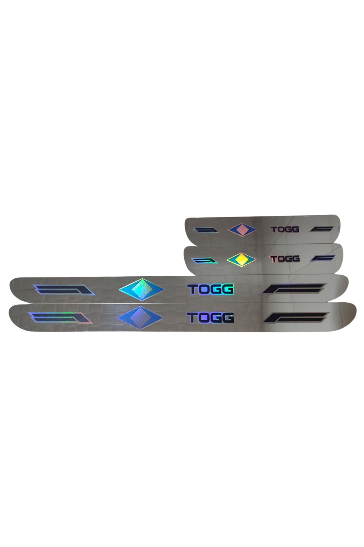 Autowise Togg Hologram Logolu Araca Özel Marka Logolu Aynalı Kapı Eşiği Koruyucu Yapıştırma 4'lü Set