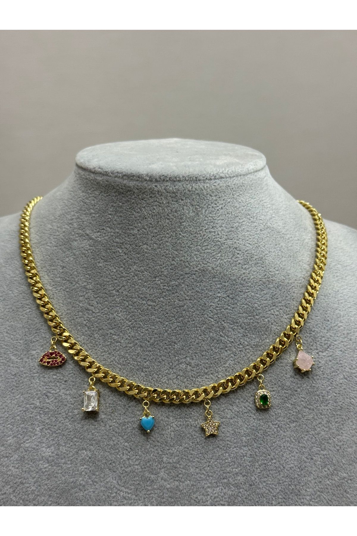 XUPING JEWELRY 18K ZİRKON TAŞLI GOLD KOLYE PASLANMAZ KARARMAZ