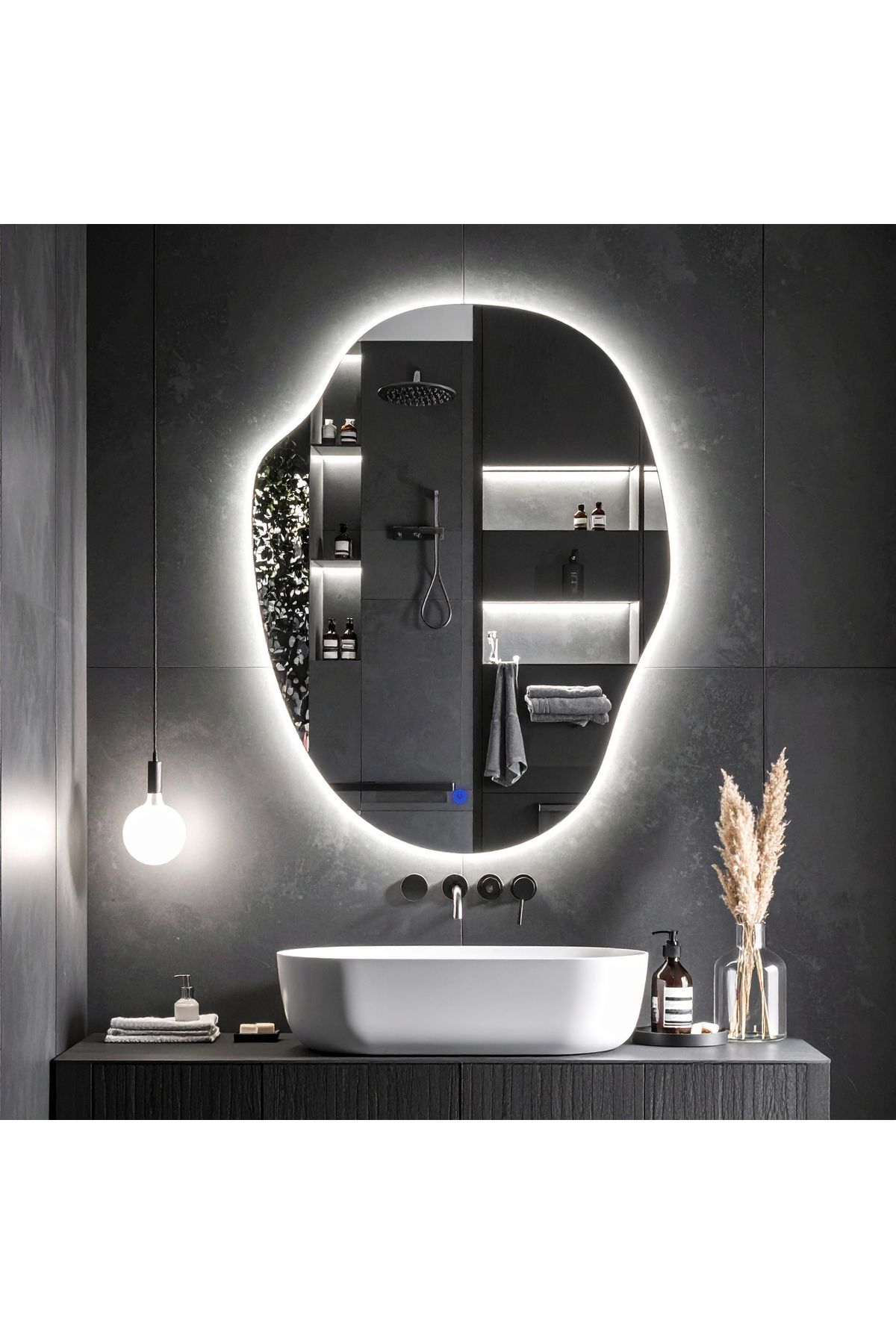 lumora mirror design Doravia Beyaz Led'li Lavabo & Banyo Aynası (Dokunmatik Sensörlü)