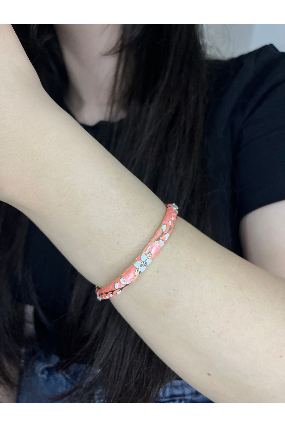 HNG JEWELRY Renkli Desenli Tasarım Kelepçe Bilezik