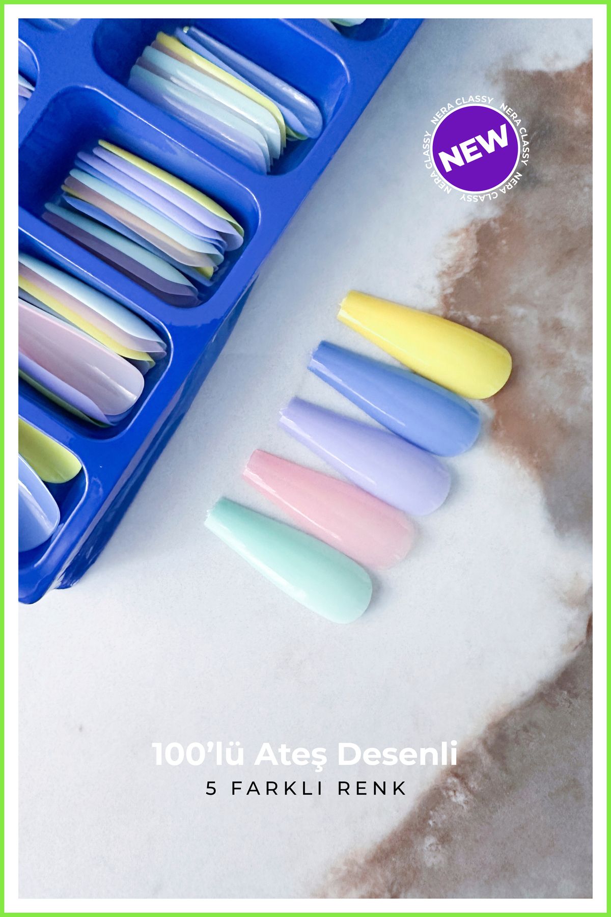Nera Classy Ateş Desenli 100 'lü Kısa Balerin Takma Tırnak