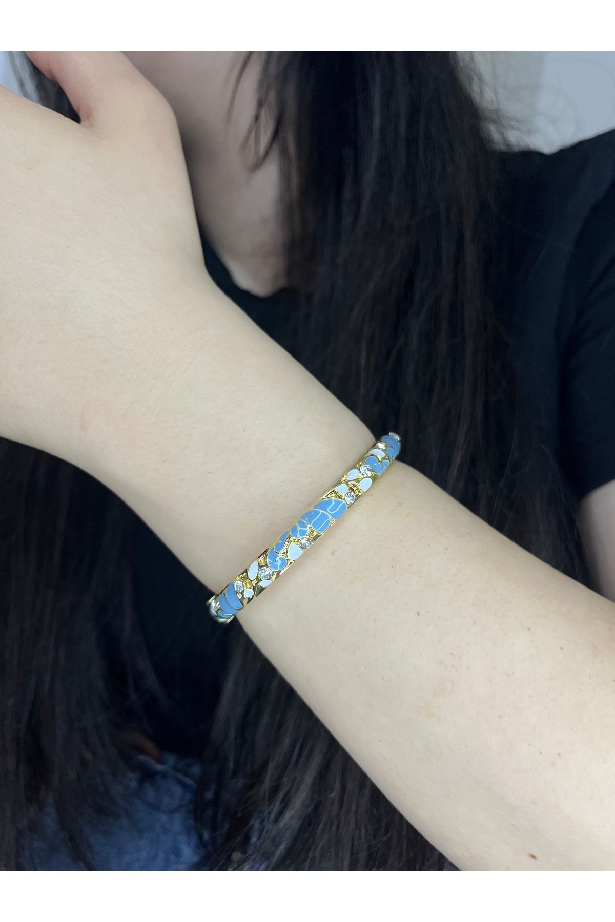 HNG JEWELRY Renkli Desenli Tasarım Kelepçe Bilezik