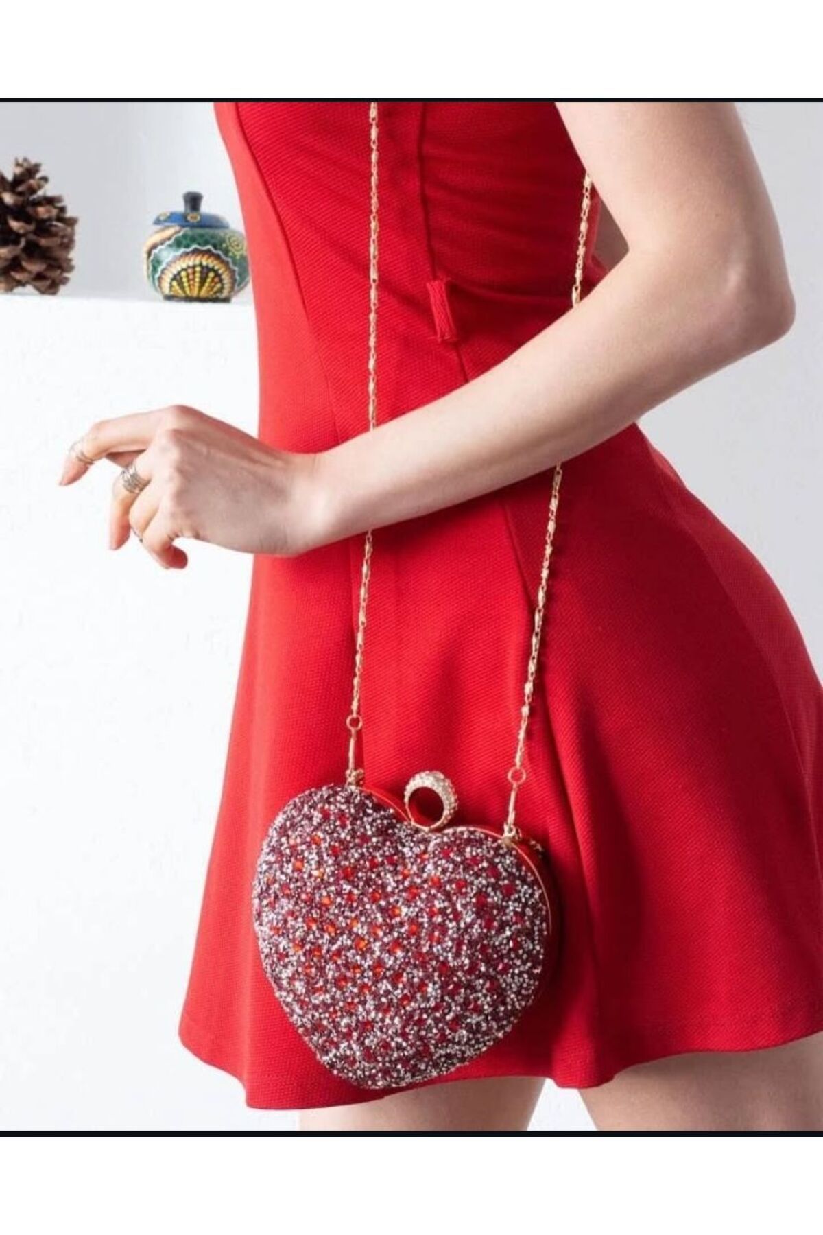 LEAUDER WOMEN KADIN ABİYE VE ÖZEL GÜNLERİNİZ İÇİN ZİNCİR ASKILI TAŞLI ÇANTA