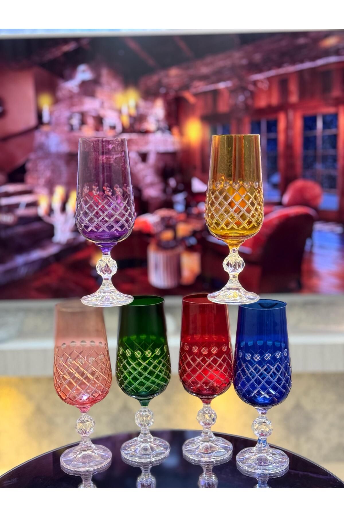 CAM Özel Kristal Kesim Bohemia Kahve Yanı Bardağı