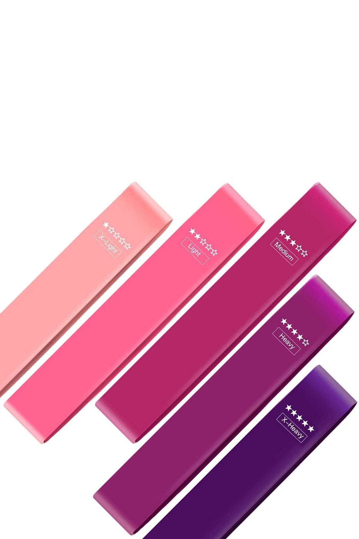 SerenityHaven 5 Adet Set Sertlik Dereceli Pilates Yoga Squat Bandı Aerobik Band Özel Elastik Malzeme