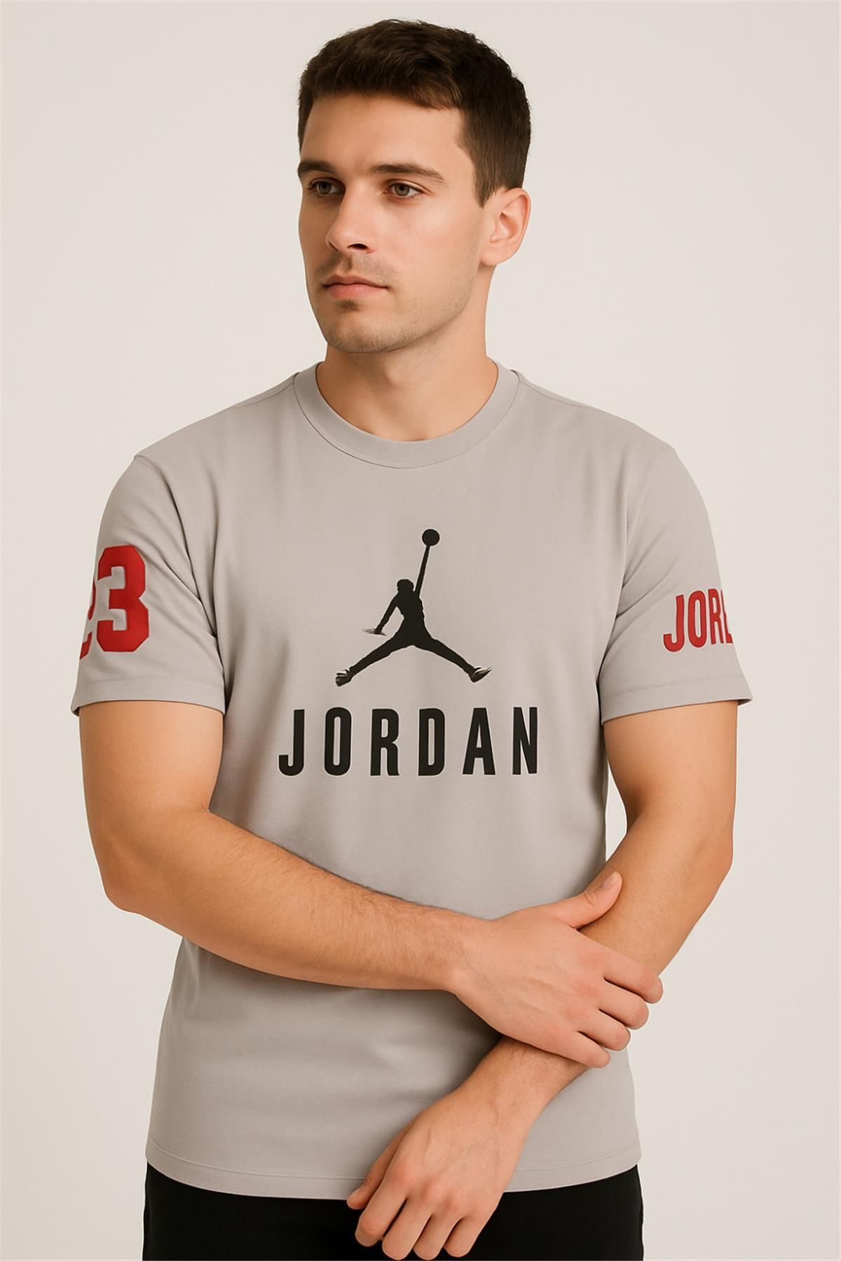 JORDANS JORDON BASKILI T-SHİRT GRİ