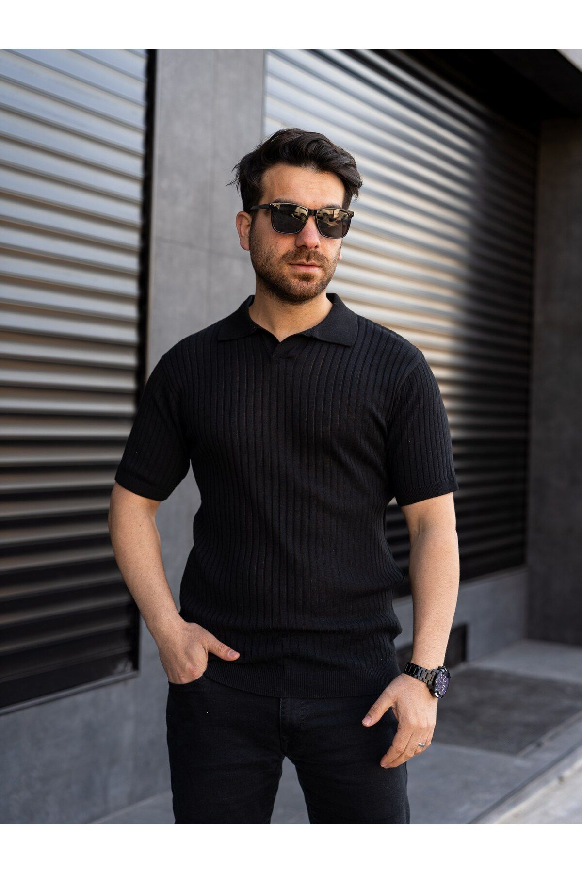turquatiny Hemşire Yaka Fitilli Triko T-Shirt