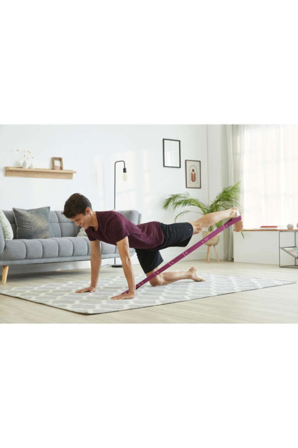 SerenityHaven Pilates Bandı - Fitness Bandı - Yoga Bandı - 8 Kademeli - Tutacaklı - Orta Seviye