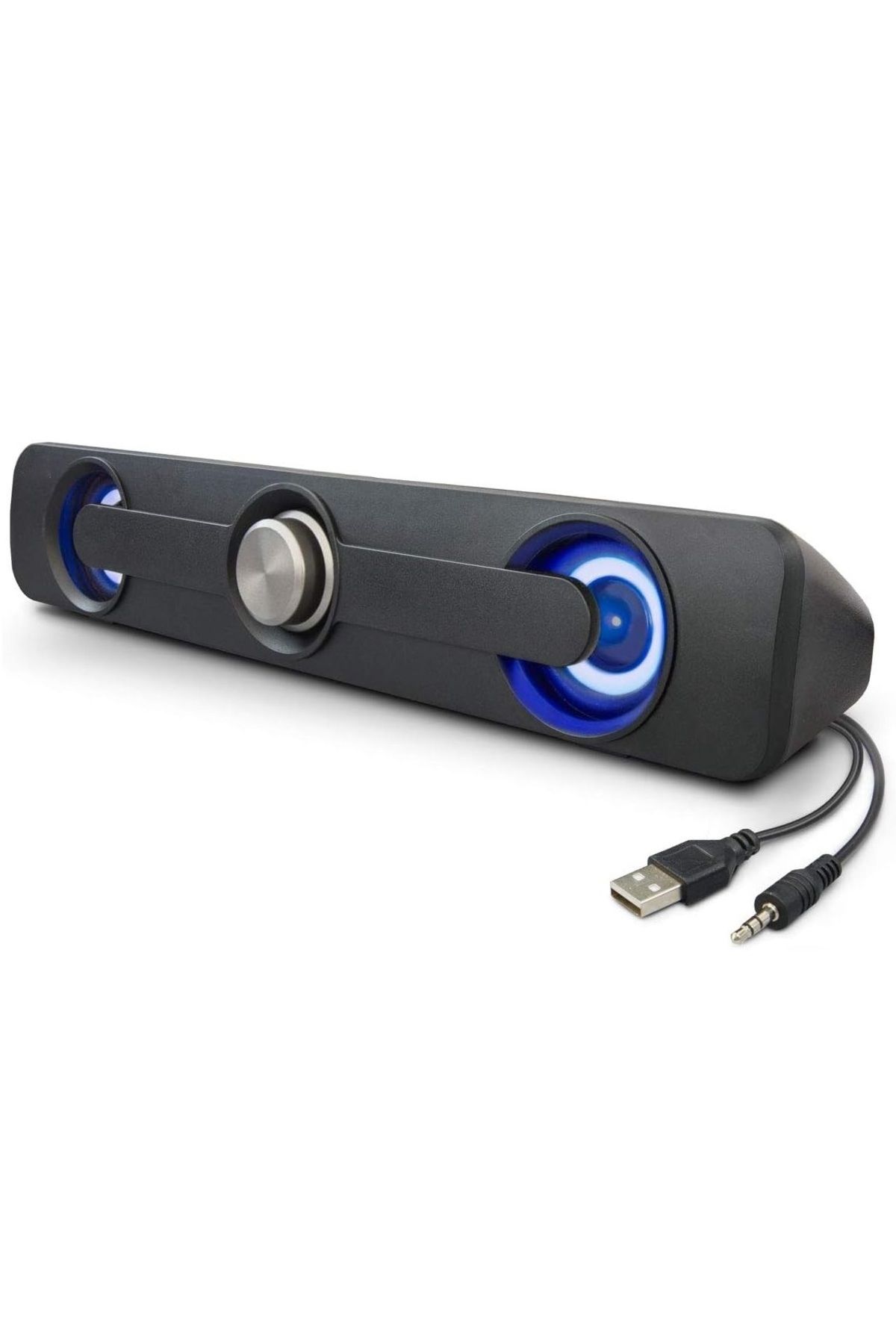 VenaliaStore LED Işıklı USB ve 3.5mm Girişli Soundbar Hoparlör Masaüstü Laptop TV ve Telefon Uyumlu 2x2.5W