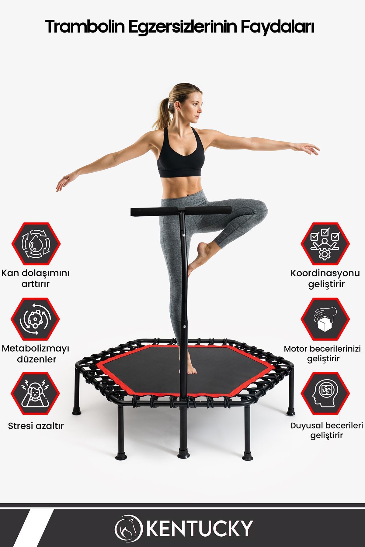 SerenityHaven Duhan 135 Cm ( 54 İnç ) Tutmalı Trambolin Çelik Ayak Çelik Gövde Kırmızı Step Trambolin