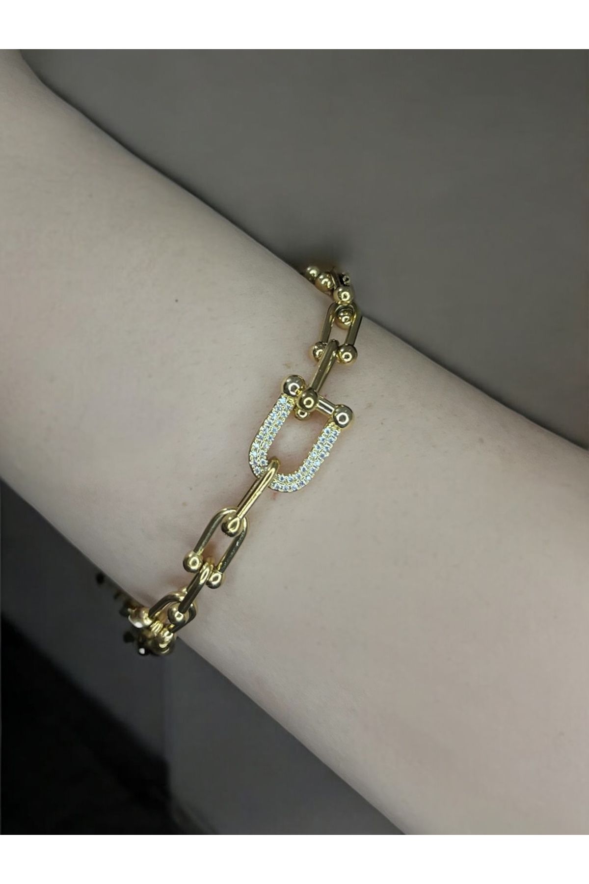 HNG JEWELRY GOLD RENK TAŞ DETAY TİFANİ BİLEKLİK
