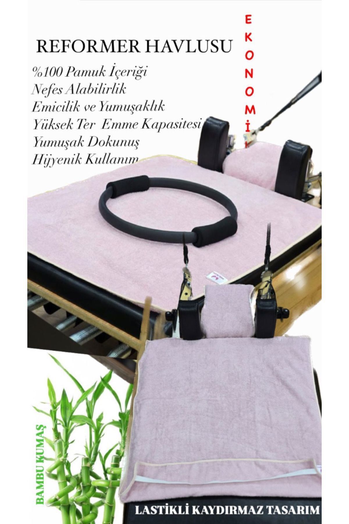 SerenityHaven Reformer Havlusu Kaydırmaz Açık Pembe