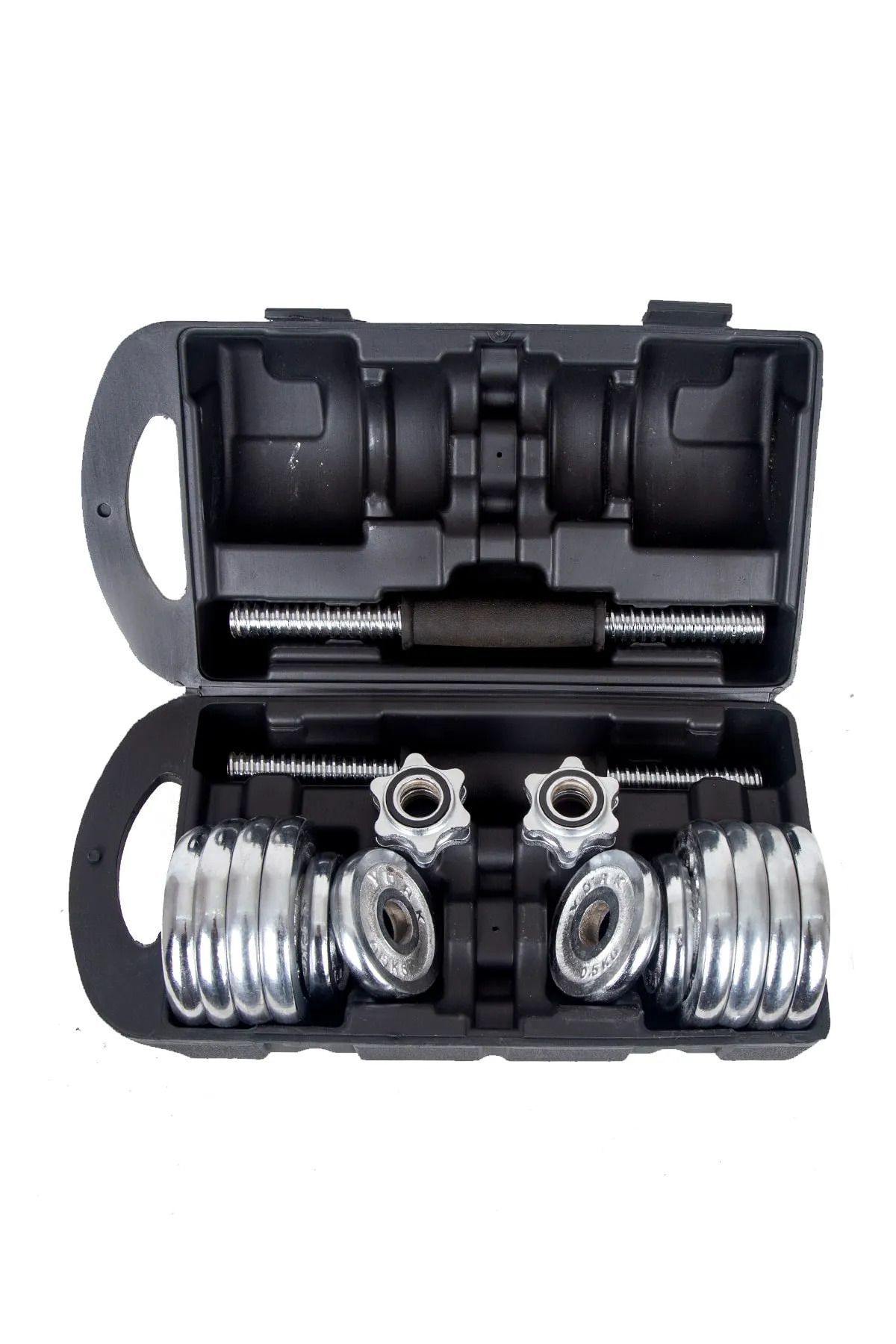 SerenityHaven Çantalı Döküm Plaka Dambıl Seti 20 Kg Krom Dumbbell Set